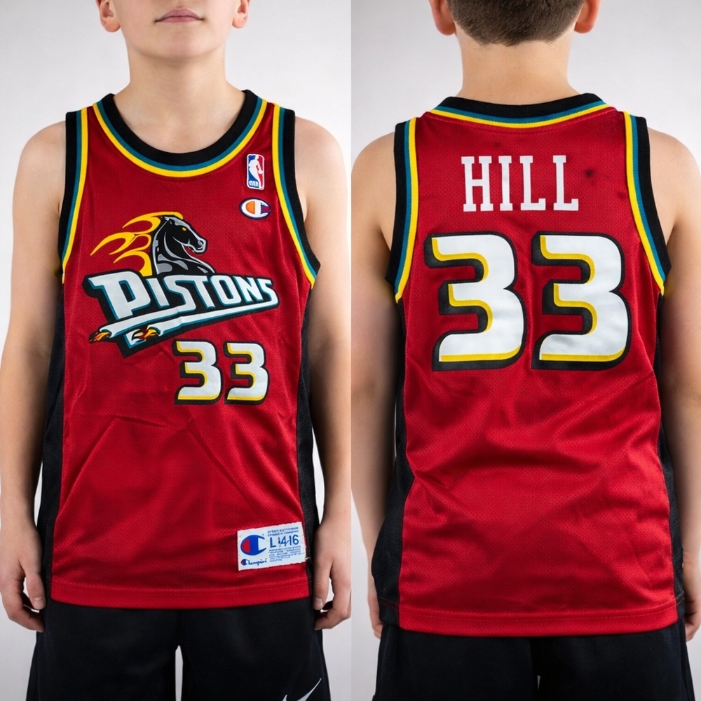 Detroit Pistons Youth Jersey #33 “Hill” Grant Hill era style Vintage Youth L